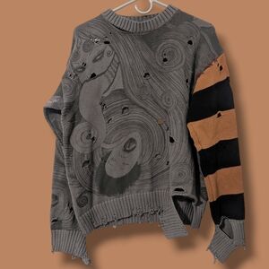 Drop Dead X Junji Ito Naruto Uzumaki Distressed Spiral Sweater SM